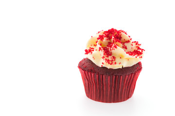 Red velvet cupcakes isolated on white