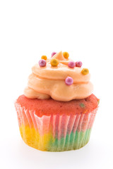 Colorful cupcakes isolated on white