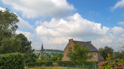 Scene of a village in summer