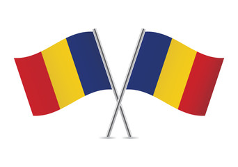 Romanian flags. Vector illustration.