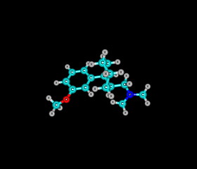 Tramadol molecule isolated on black