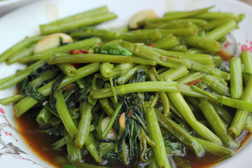 Stir Fried Water Spinach, Thai food