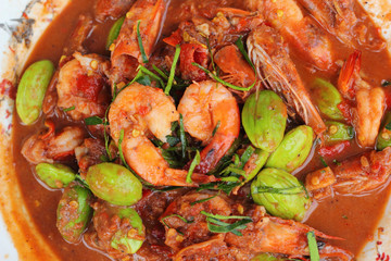 Fried shrimp petai - Asian food