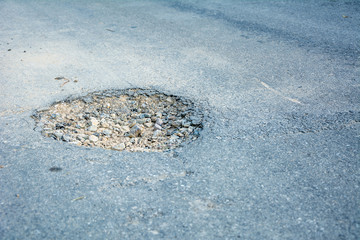 dangerous pothole on the road