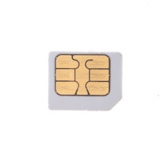 old sim card isolated on white background