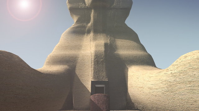 Secret corridor under the sphinx, Egypt with greenscreen