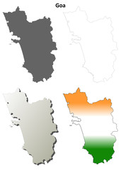Goa blank detailed outline map set