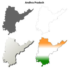 Obraz premium Andhra Pradesh blank detailed outline map set
