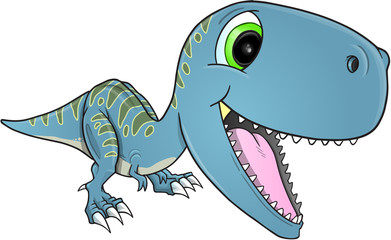 Happy Dinosaur T-Rex Vector Illustration Art