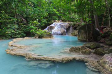 Fototapeta na wymiar Erawan waterfall National Park Kanjanaburi,Thailand