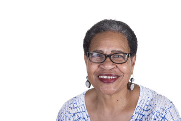 Older woman with glasses isolated