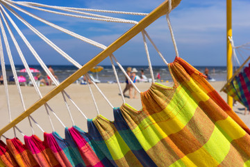 Colored hammock on the beach