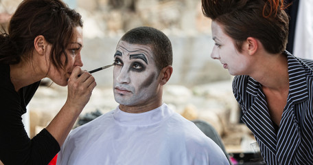 Clown Getting Eye Shadow