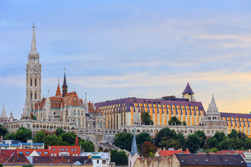 Fototapeta premium View with Matthias Church in Budapest, Hungary