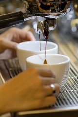 barista make espresso coffee