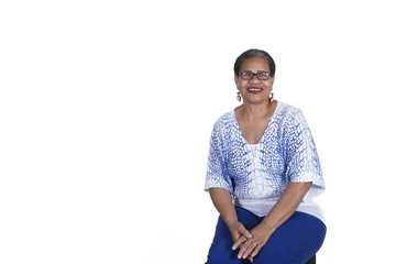 Older woman with glasses isolated
