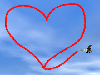 Heart shape from biplan smoke - 3D render © Elenarts