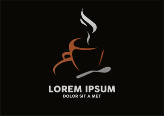 Cup of hot coffee Vector illustration of coffee logo-sign