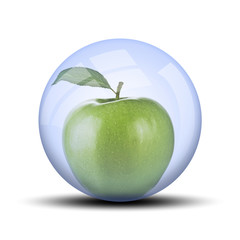Pomme verte dans une bulle