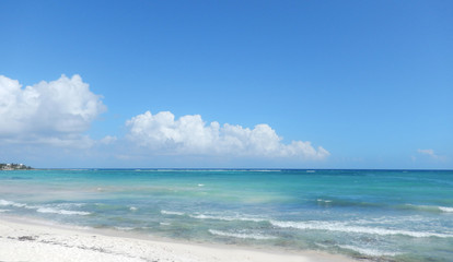 High sky and clouds over Caribbean beach