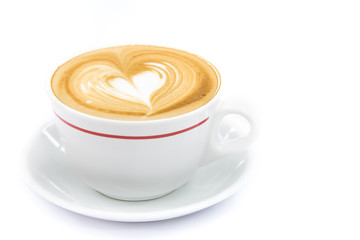 cup of coffee art latte or cappuccino