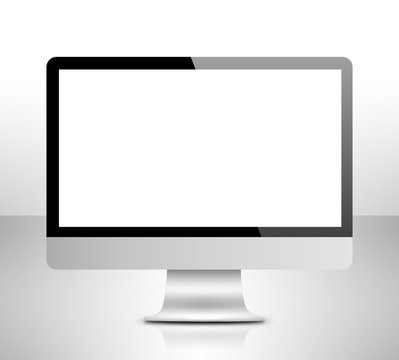 Modern LCD computer monitor on reflective background