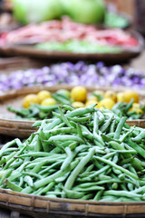 Local street market colorful vertical background