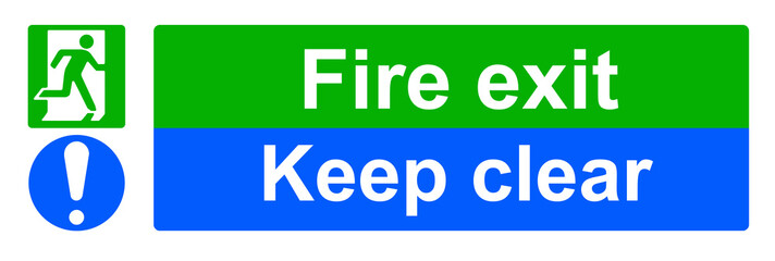 Fire exit keep clear sign