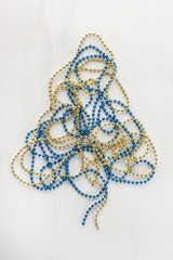 golden and blue beads