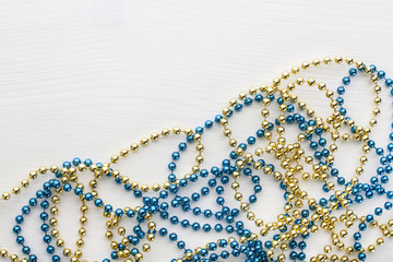 golden and blue beads