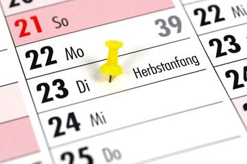 Herbstanfang Kalender