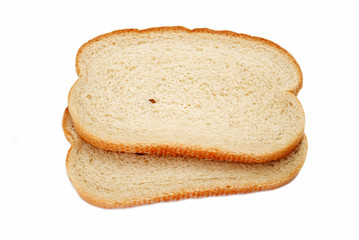 Two Slices of Fresh Rye Bread on White