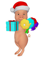 cute cartoon 3d pig Christmas