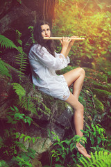 Dryad playing flute after the rain