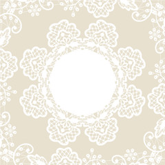 white lace on beige background