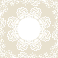 white lace on beige background