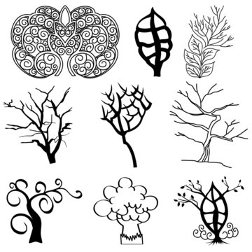 Collection of tree silhouettes