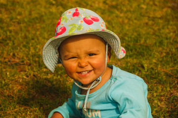 Portrait of a cute fun crafty baby girl