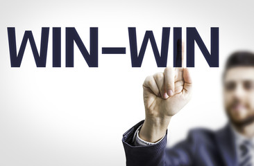 Business man pointing the text: Win-Win