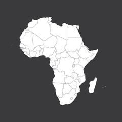 Outline on clean background of the continent of Africa