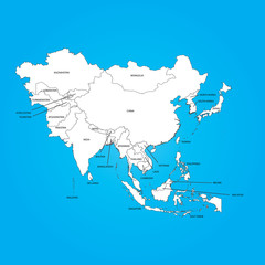 Obraz premium Outline on clean background of the continent of Asia
