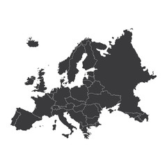 Naklejka premium Outline on clean background of the continent of Europe