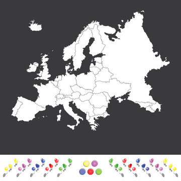 Outline on clean background of the continent of Europe