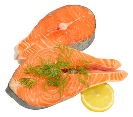 Fresh Uncooked Salmon Steaks