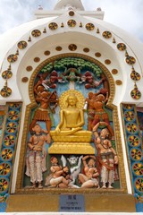 Fototapeta na wymiar Detail of Tall Shanti Stupa near Leh