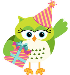 Birthday owl with gift box