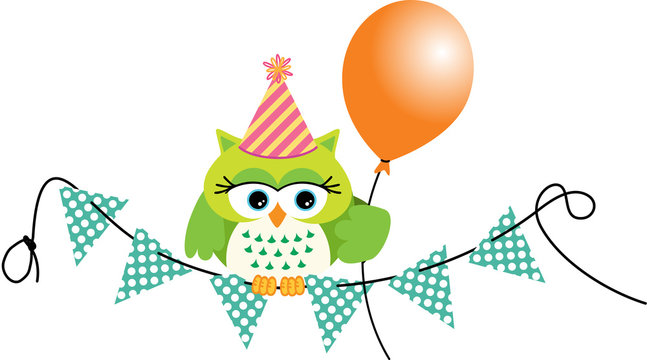 Birthday owl with balloon