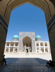 view of Mir-i-Arab Medressa from Kalon Mosque - Bukhara - obrazy, fototapety, plakaty