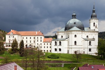 Fototapeta na wymiar Pilgrimage Church and monastery in Krtiny
