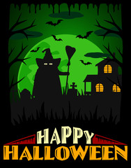 Scary Halloween background, green vector